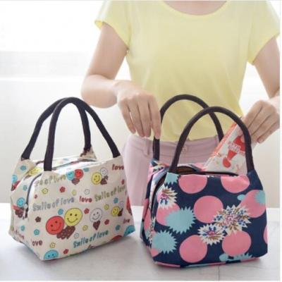 China Waterproof Flowers Pattern Portable Lady Lunch Bag Women Food Picnic Multifunction Bags Handbags Waterproof Storage Box Children for sale