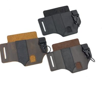 China 2022 Large Capacity Outdoor Camping Storage Tools Bag Genuine Leather Tool Belt Holster Tooled Leather Knife Sheath for sale