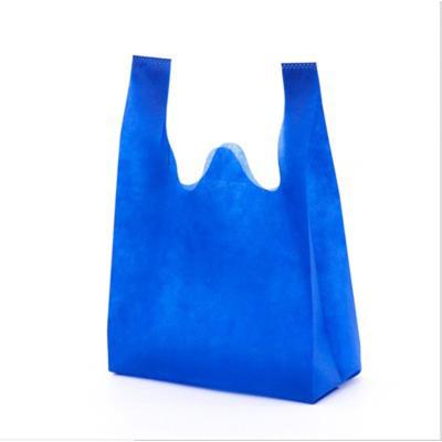 China Eco-friendly Supermarket Shopping Vest Style Hot Pressed Nonwoven Eco-friendly Fruit W CUT Bag T-shirt Bag for sale