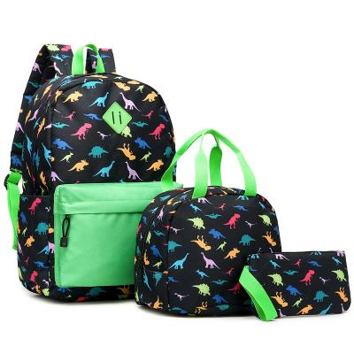 China Three-Piece Set 2022 Waterproof Color Matching Dinosaur School Bag Schoolbags Lunch Bag For Kids Backpack Kindergarten Cute Bags for sale