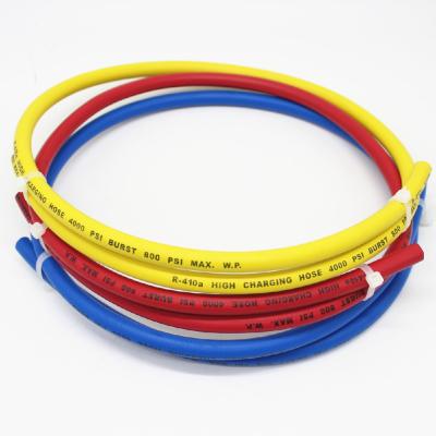 China R410a Red Yellow Blue Rubber Refrigerant Charging Hose For Air Conditioner for sale