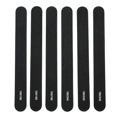 China OEM Eco-friendly Logo Wooden Nail File Custom Printing 80/80 Grit Wood Nail File Professional Black Nail File for sale