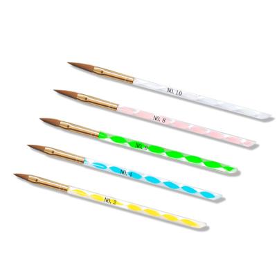 China Cheap Sale Acrylic Nail Art Brush Set Colorful Private Label Handle 5pcs/set From NAIL China Factory for sale