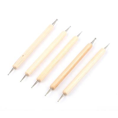 China Angular Blush Hot Sale 5pcs/set Double-ended Wood Handle Nail Drill Dotting Pen Brush Nail Art Tip Dot Painting Tools Manicure Tools for sale