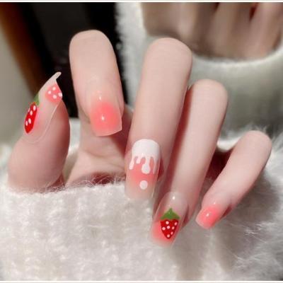 China Easy Wear Factory Wholesale 24pcs/box Nail Stickers With Glue Artificial Nails Tips Press On Nail for sale