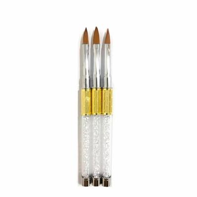 China Pure Acrylic Nail Art Brush 10 Kolinsky Kolinsky Private Label Gold NAIL Metal Handle Custom Nail Brush Brush for sale