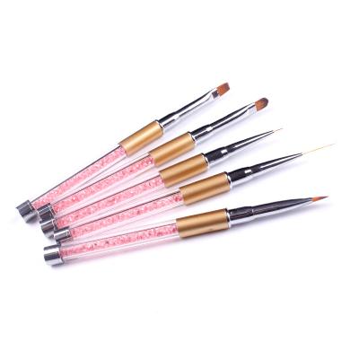 China Cost Effective Pink NAIL Acrylic With Drill Handle Nail Art Painting Gel Brush Drawing Line Brush for sale