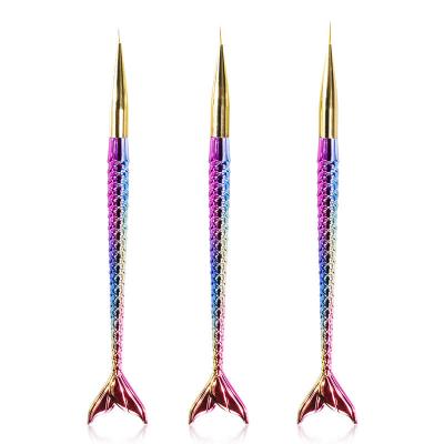 China CLOU Factory Wholesale 3pc Mermaid Tail Grip Nail Art Gel Liner Brush Set for sale