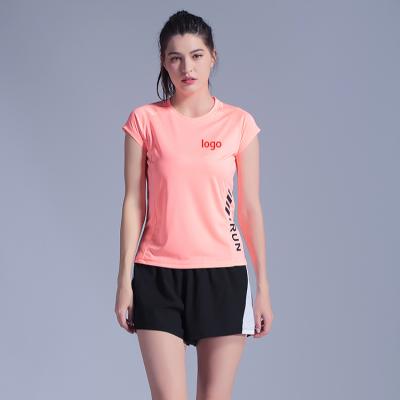 China Breathable Customized Professional Yoga Shorts Sleeves Sports T Shirt Gym Yoga Running Quick Dry Tops for sale