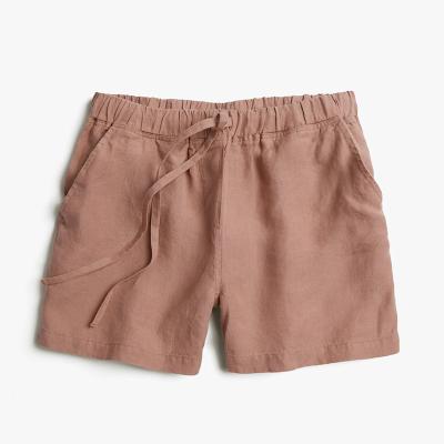 China Anti-Wrinkle Logo Summer Shorts Canvas Anti-Wrinkle Custom Made Women's Cotton Waist Loose Elastic Shorts for sale