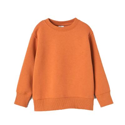 China 100% Custom Anti-Shrink Logo Plain Blank Crew Neck Toddler Sweater Jumper Orange Crewneck French Terry Cotton Kids Sweatshirt for sale