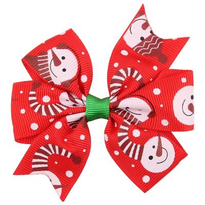 China European and American style children's colorful Christmas ribbon hair clip hair accessories for sale