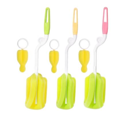 China Free Latex Baby Bottle Brush Sponge Nipple Brush 360 Degree Rotary Cleaning for sale