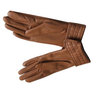 China Dressing Leather Gloves Custom Checkered Cuff Stitching Leather Gloves For Women for sale