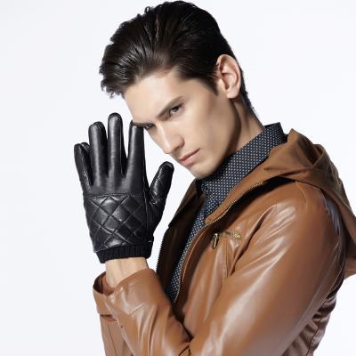 China Touch Screen Wholesale China Winter Screened Pattern Wool Lining Leather Gloves For Men for sale