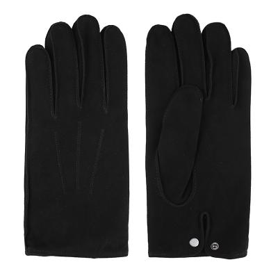 China Plain Mens Goat Suede Glove Black Soft Winter Gloves Wool Knitted Striped for sale