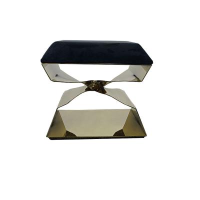 China (Other) Rectangle Adjustable Originality View Office Creative Gold Mirror Stainless Steel Luxury Metal Stool Customized for sale