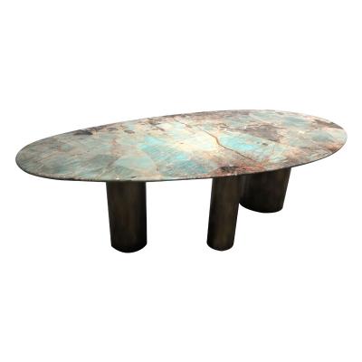 China Latest Modern Stainless Steel Dining Table Marble Space Saving Custom Made Dining Table for sale