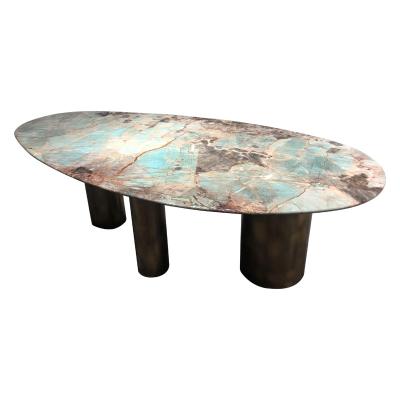 China Modern High Quality Custom Luxurious Dining Table Metal Bases Dining Table Set Furniture for sale