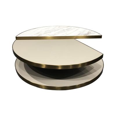 China Modern Round Luxury Home Modern Round Cross Metal Frame Furniture Sofa Bed Modern Coffee Table Stainless Steel Gold Customized for sale