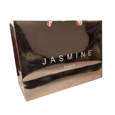 China 2021 Rose Gold Recyclable Custom Wholesale Luxury Wedding Party Gift Shopping Paper Bag for sale