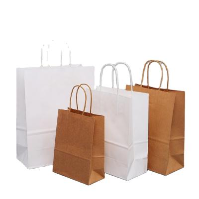 China White Paper Bag Recyclable Takeout Clothing Bag Recyclable Paper Bag Handle Tote Stain Packaging Custom Logo for sale