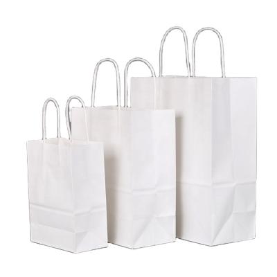 China Recyclable Custom Square Bottom Brown Paper White Kraft Paper Shopping Bag With Printed Logo for sale