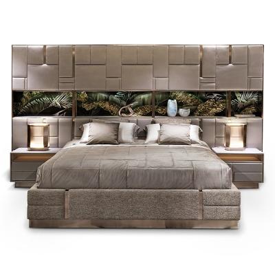 China Other Italian Top Layer Imported Leather Bed Design Bedroom Furniture Set Modern for sale