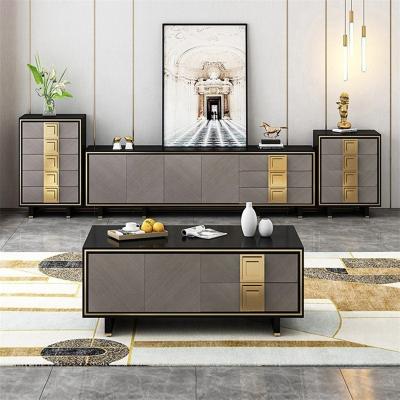 China Scratch Resistant Italian Modern Luxury Coffee Table Tempered Square Coffee Table Living Room Glass Metal Coffee Table Set for sale