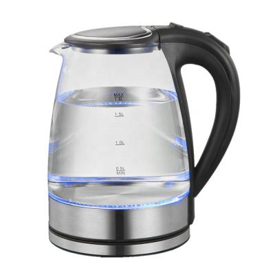 China 360 Degree Control Rotation Bottom Household Glass Kettle With Blue LED Light Water Heater Electric Kettle Glass for sale