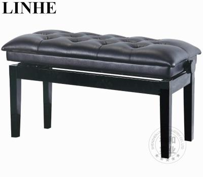 China Double Seated Double Seat High Quality Black Leather Grand Piano Bench Stool for sale