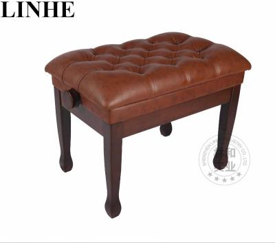 China Modern Piano Accessories Single Seated Solid Wood Walnut Instrument Piano Customized Adjustable Bench for sale