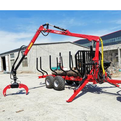 China Factory forest sugarcane ATV timber crane wooden atv log loading trailer with crane for canada farm for sale