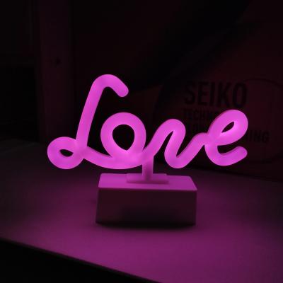 China Residential Pink Love Neon Lights, USB Battery Operated Neon Decorative Lights / LED Neon Signs With Base For Mothers Day Gift, Girls Room for sale