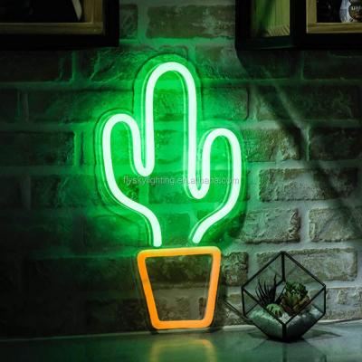 China 2022 New Large Flamingo Cactus Neon Sign For Cactus Bedroom LED Neon Sign For Home Decoration Bar Party Atmosphere Decoration Lights for sale