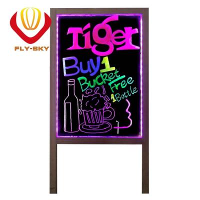 China Advertising Electric New Technology Wooden Case Led Writing Board With Wooden Stand For Shops Advertisement for sale