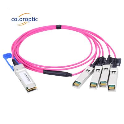 중국 브레이크오웃 AOC 액티브 광 케이블 100G QSFP28 ~ 4 SFP28 25G 낮은 전력 소비 판매용