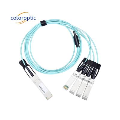 China Aktives AOC-DAC-Kabel 40G QSFP+ bis 4 SFP+ 10G Optical Breakout-Kabel 24AWG zu verkaufen