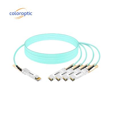 中国 AOC イーサネット 光ファイバー ブレイアウトケーブル 400G QSFP-DD から 4*100G QSFP28 販売のため