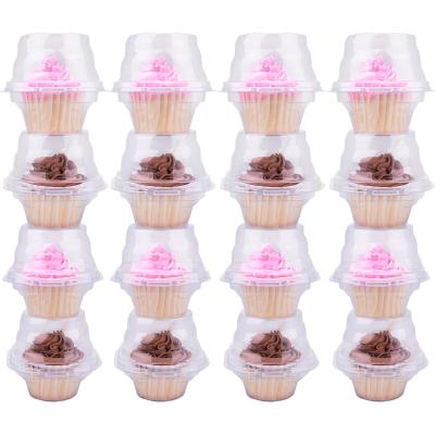 China Biodegradable Single Cupcake Boxes - Stackable Regular Cupcake Carrier Rack Containers For Baking for sale