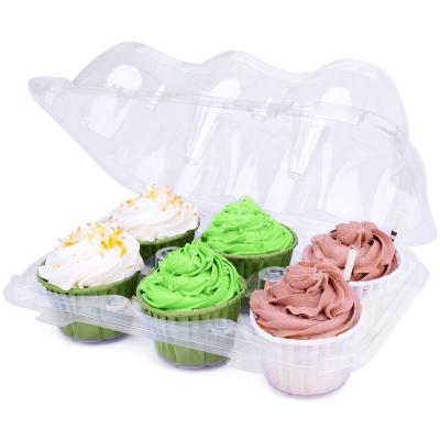 China 6 Cavity Biodegradable Cupcake Boxes - Thicker Stackable Clear Cupcake Boxes Pastry Packaging for sale