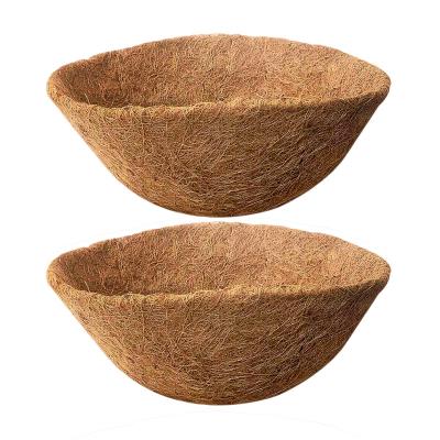 China Europe 2 Pack Natural Coir Planter Liner Hanging Coconut Liner Plant Holder For Flower Vine Pot Garden for sale