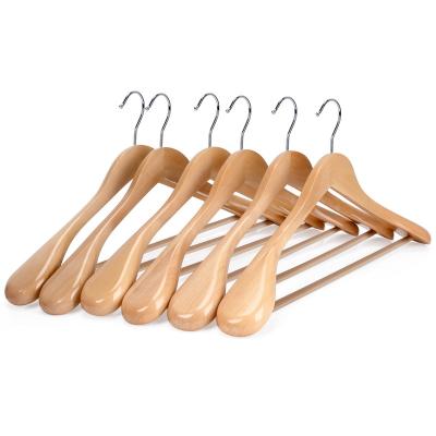 China Minimalist Premium Wooden Hangers with 360 Wide Swivel Hook Shoulder Suit Hangers for sale