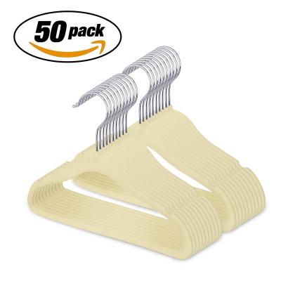 China Minimalist 360 swivel hanger hook kids velvet hangers 30CM clothes flocking hanger for sale