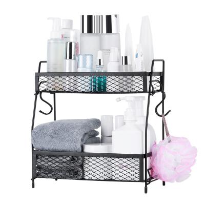 China 2 Tier Spice Organizer 5 Hook Sustainable Bathroom Organize Countertop Rack Storage for sale