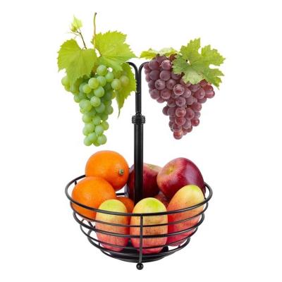 China 2 Pack Fruit Basket Viable Wholesale Fruit Bowl With Double Banana Hanger Hook for sale