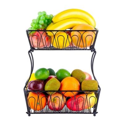 China Sustainable Hot Home New Products Kitchen Storage 2 Tier Vegetable Fruit Basket for sale