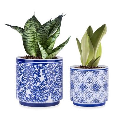 China 2 Pack Modern Ceramic Flower Pot Planters For Garden Small Plants Basket Ceramic Flower Pot for sale