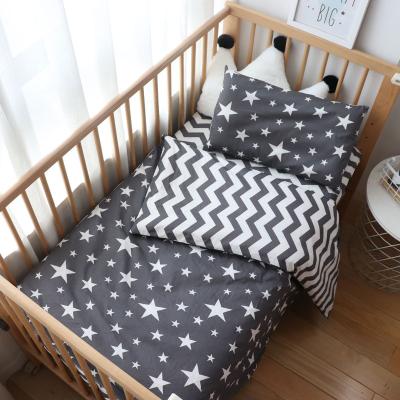 China 3Pcs Anti-Static Baby Bedding Set For Newborns Starred Crib Linens For Boy Pure Cotton Woven Crib Bedding Quilt Cover Pillowcase for sale