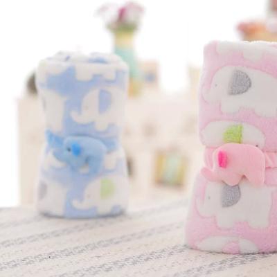 China Air Conditioning Anti-static Cute Newborn Comforter Blanket Cartoon Elephant Coral Velvet Pillow Quilt Baby Dual-Use Products for sale